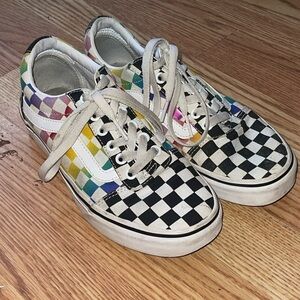 multicolor check board vans